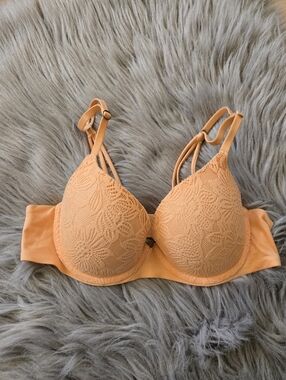 aerie Peach Lace Push-Up Real Sunnie Demi Bra